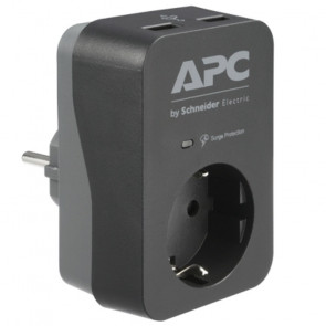 APC Essential SurgeArrest PME1WB-GR 1 Outlet 2x USB črna prenapetostno zaščitna vtičnica