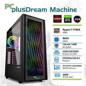 PCPLUS Dream Machine Ryzen 7 7700X 32GB 2TB NVMe SSD GeForce RTX 4070Ti 12GB gaming namizni računalnik