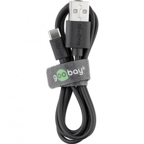 GOOBAY USB-C - USB-A 0,1m črn polnilni in sync kabel