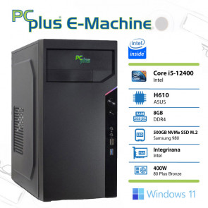 PCPLUS E-machine i5-12400 8GB 500GB NVMe SSD Windows 11 Pro namizni računalnik