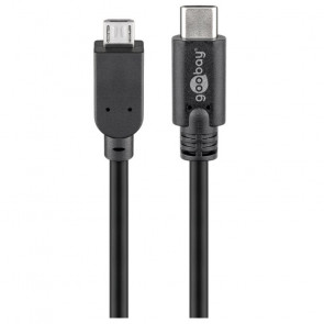GOOBAY microUSB (Type B) / USB-C 1m črn prenos podatkov polnilni kabel