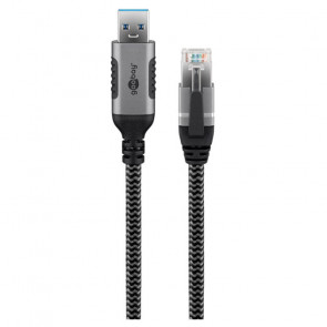 GOOBAY USB-A 3.0 / RJ45 2m CAT 6 črn/siv mrežni povezovalni kabel